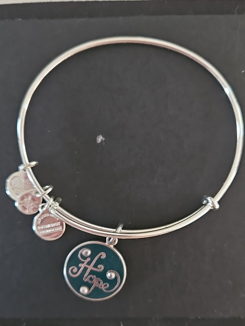 Silver-tone 'Hope' Charm Bangle Bracelet